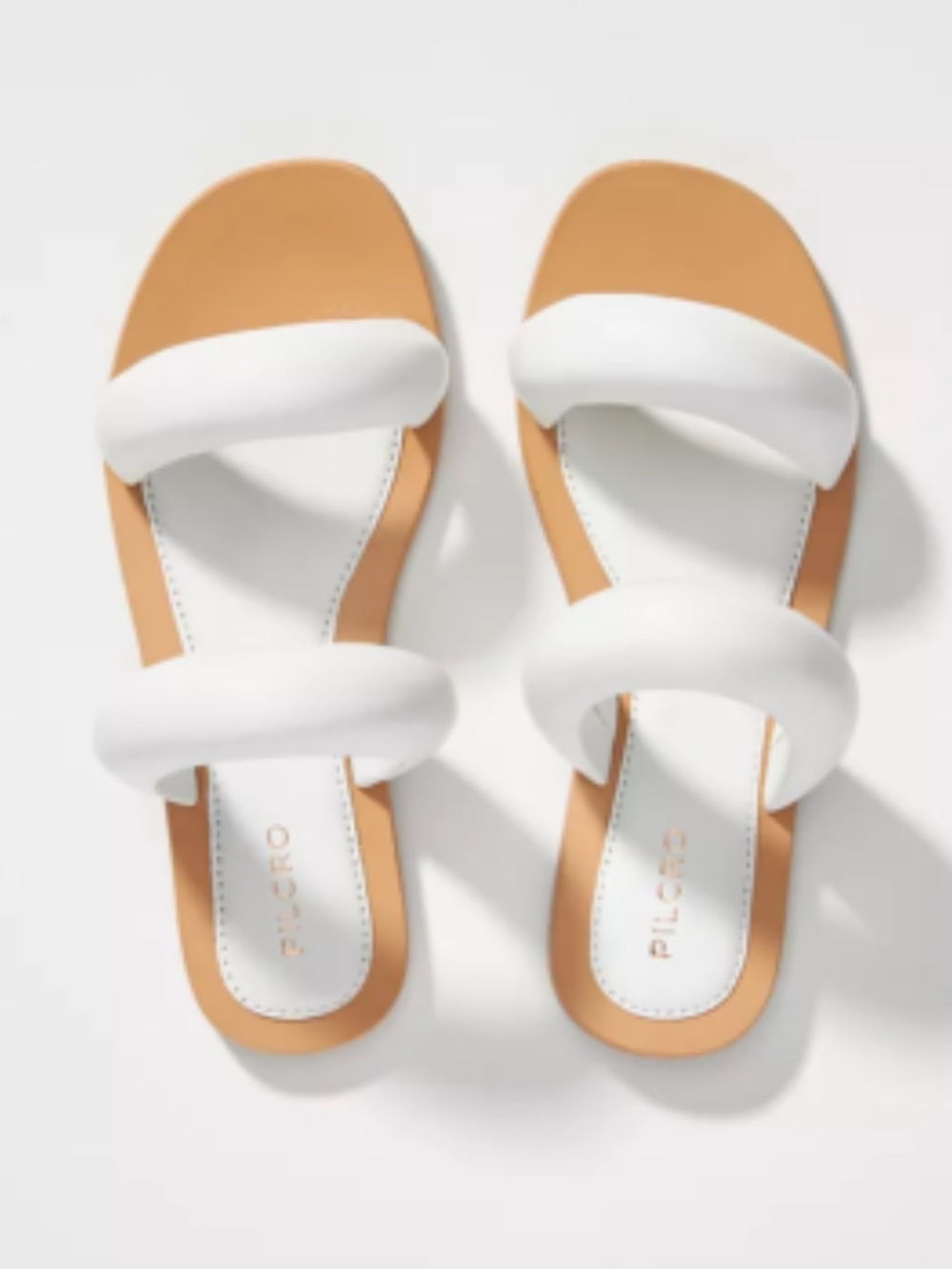 Pilcro NWOY Anthropologie White Double Puff Strap Slide Sandals Size 9